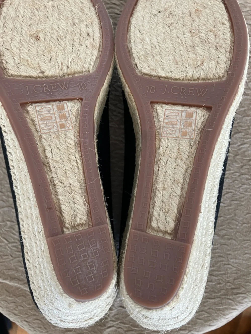 J.Crew Factory Espadrille Wedge Heels Black Canvas AL003 Size 10